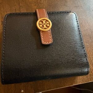 Tory Burch Black Wallet with Brown Strap